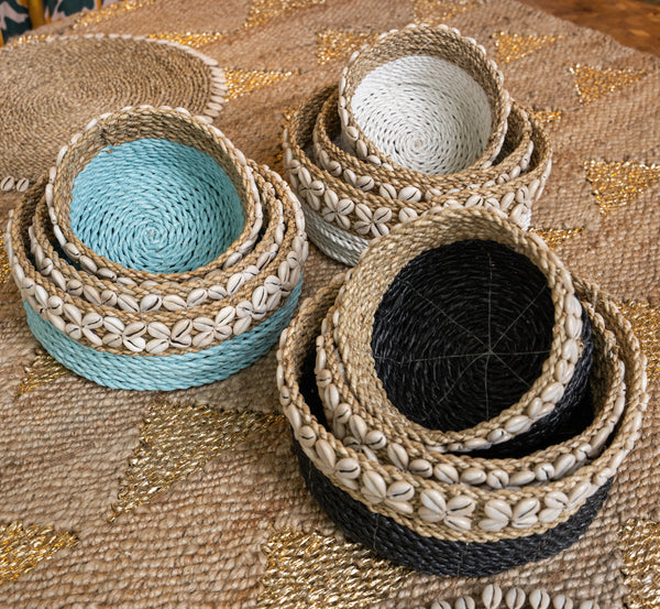 Moana Round Shell Baskets - Blue