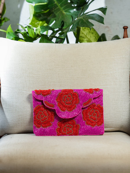 Pink Carnation Clutch Bag