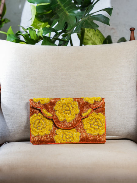 Yellow Carnation Clutch Bag