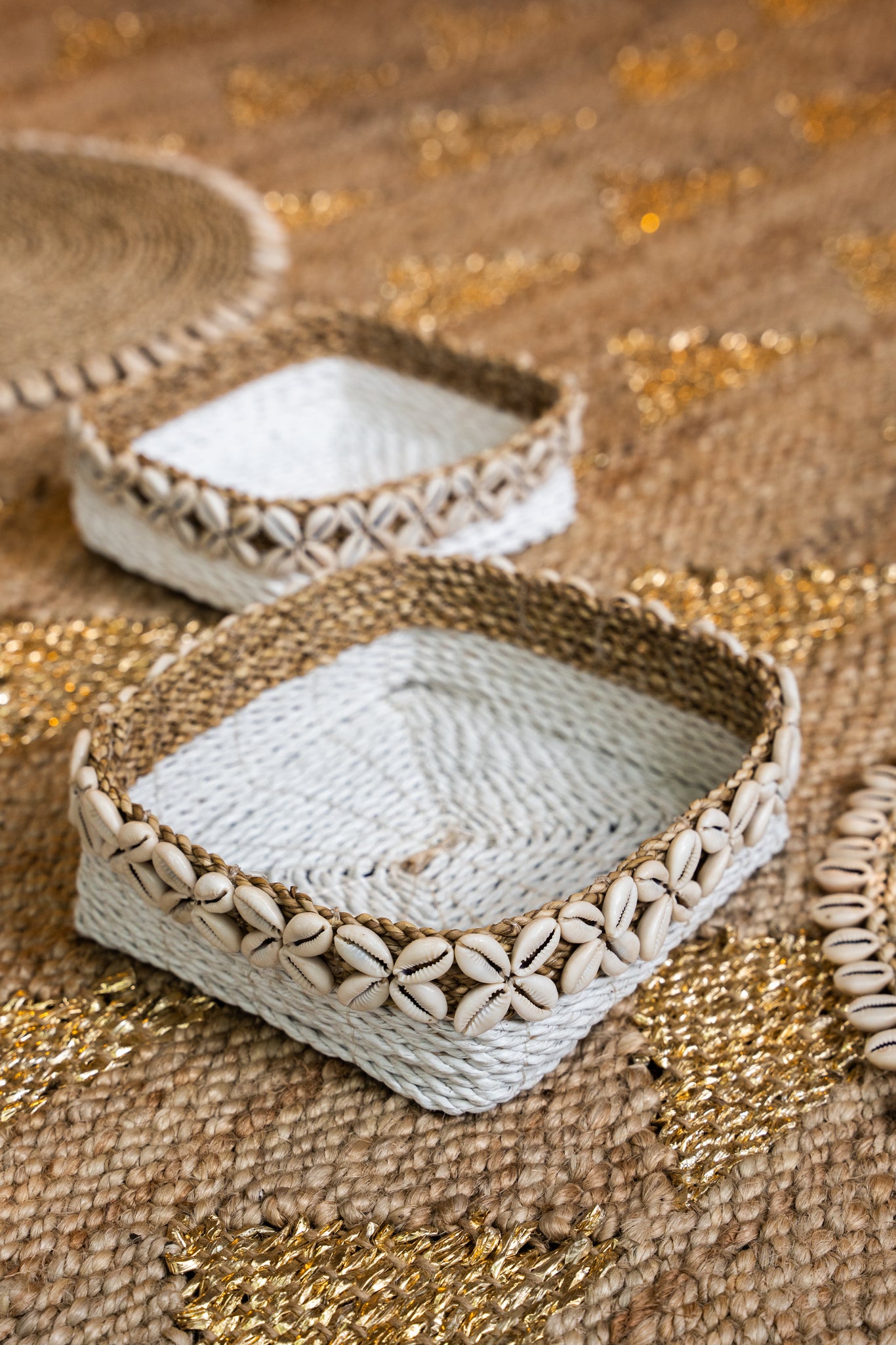 Moana Square Shell Baskets - White