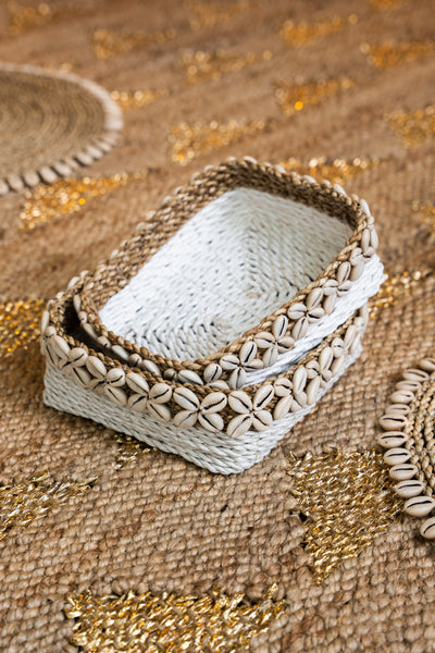 Moana Square Shell Baskets - White