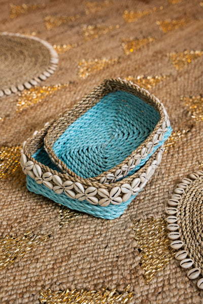 Moana Square Shell Baskets - Blue