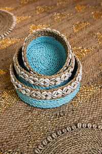 Moana Round Shell Baskets - Blue