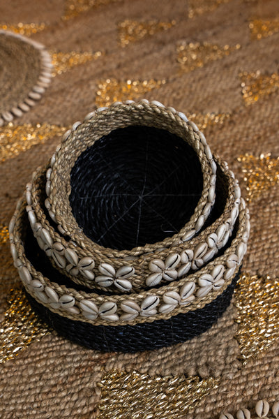 Moana Round Shell Baskets - Black