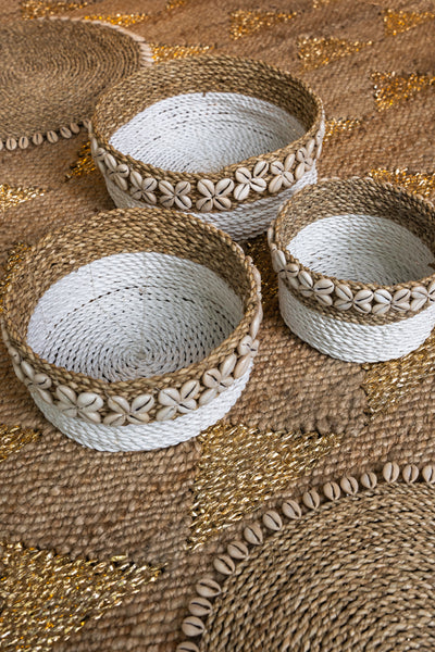 Moana Round Shell Baskets - White