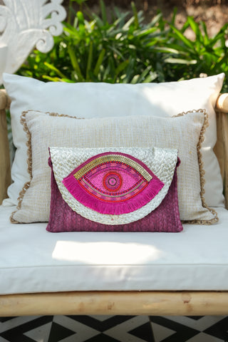 Pink Eye Jute Bag