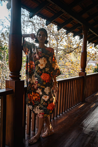 Linen Olea Dress - Floral Night