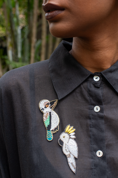 Hand Embroidered Cockatoo Brooch