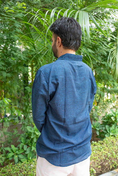 Navy Black Dots Shirt  - Long Sleeve