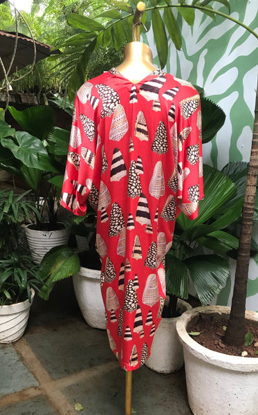 Drop Sleeve Dress - Small Shell Watermelon
