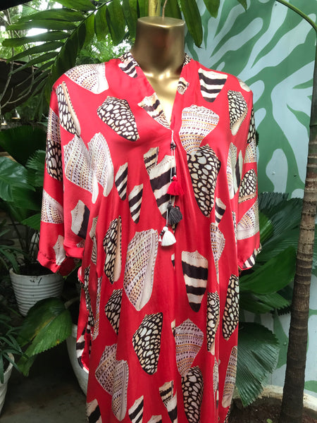 Drop Sleeve Dress - Small Shell Watermelon