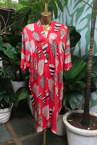 Drop Sleeve Dress - Small Shell Watermelon