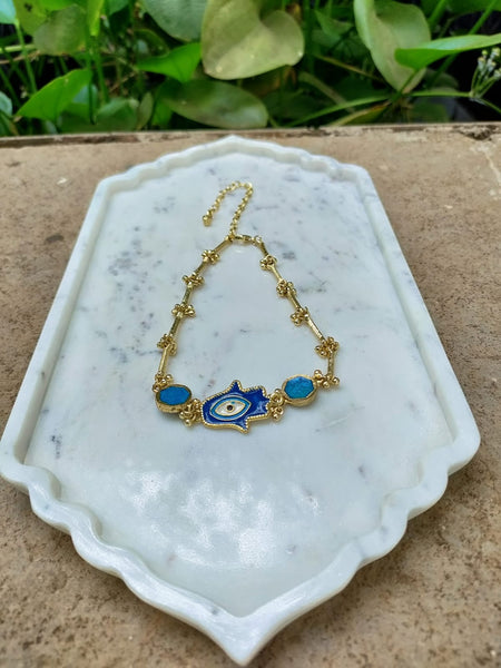 Humza Choker Necklace - Blue