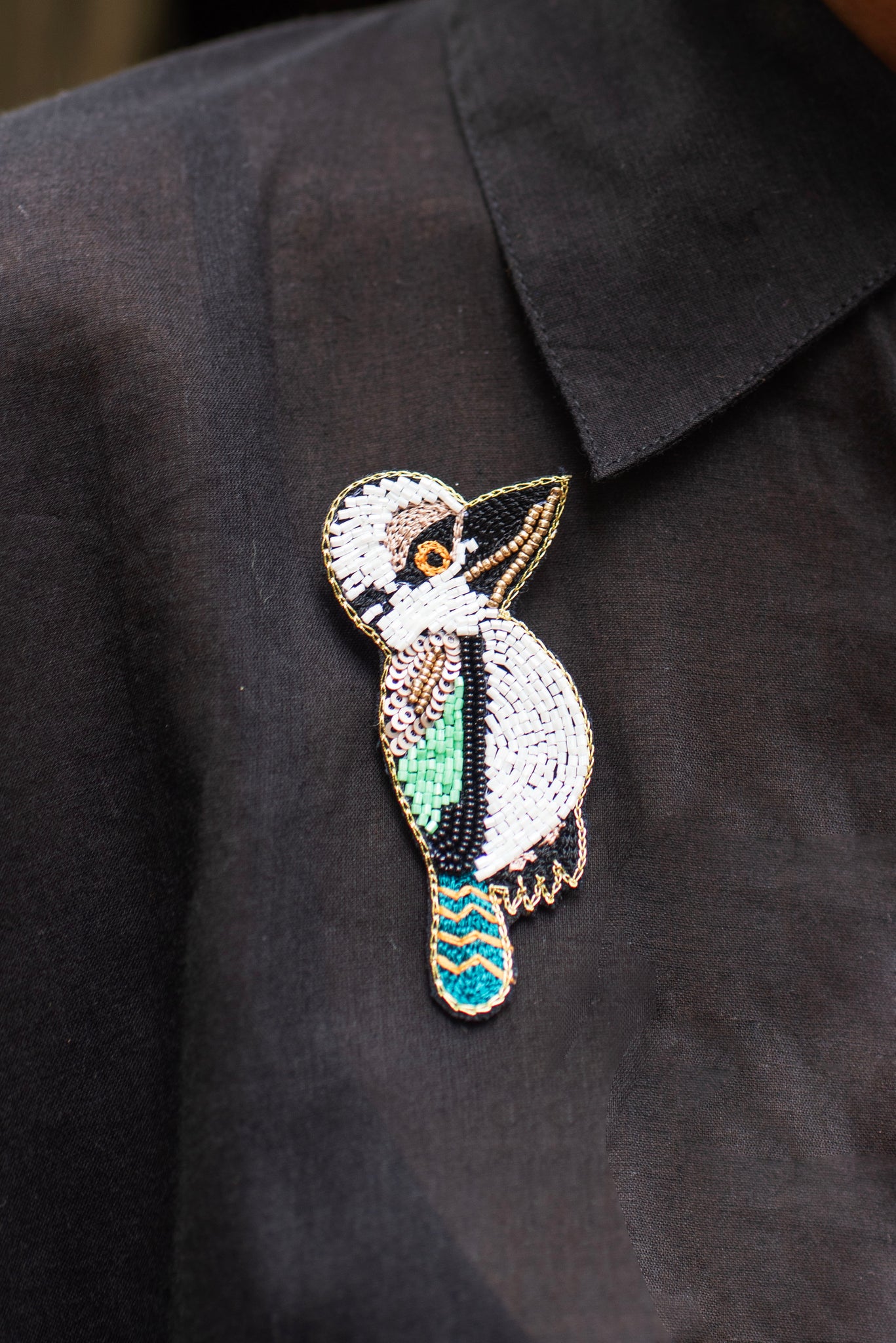 Hand Embroidered Kookabarra Brooch