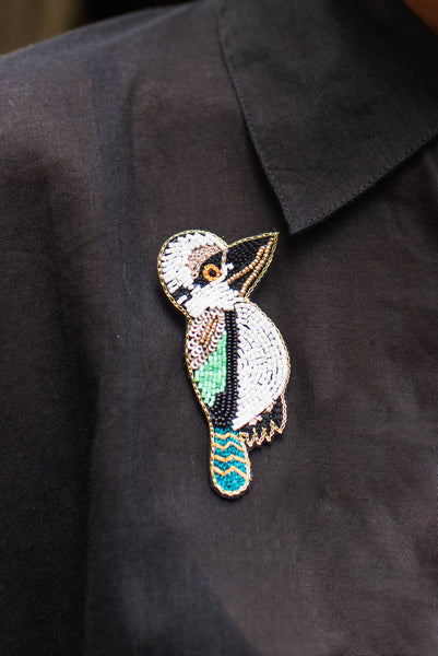 Hand Embroidered Kookabarra Brooch