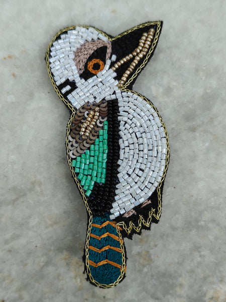 Hand Embroidered Kookabarra Brooch