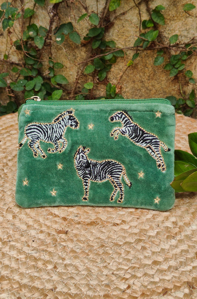 Zebra Velvet Coin Pouch