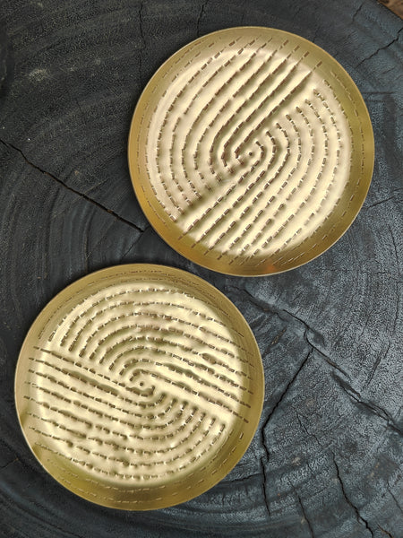 Mini Golden Abstract Plate - Set of 2