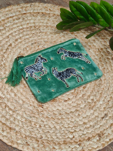 Zebra Velvet Coin Pouch