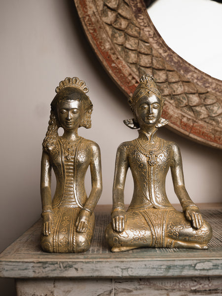 Bali Sitting Statues - Silver