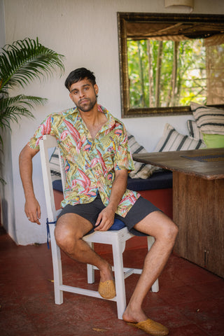 Tropical Blue Peacock Shirt - Short Sleeve