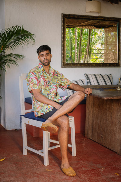 Tropical Blue Peacock Shirt - Short Sleeve