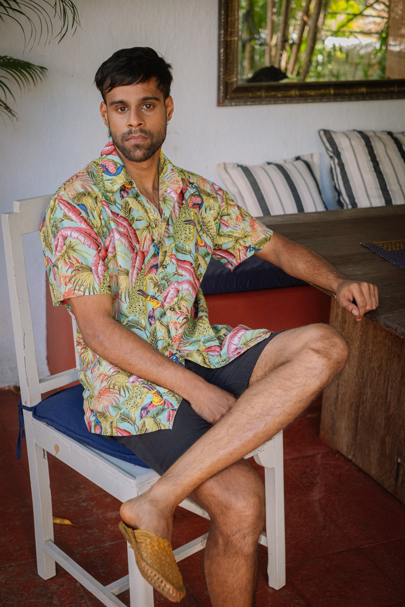 Tropical Blue Peacock Shirt - Short Sleeve