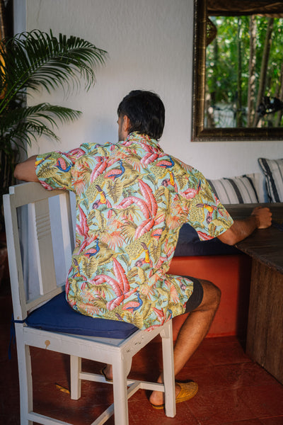 Tropical Blue Peacock Shirt - Short Sleeve