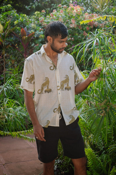 Leopard Shirt - Tan Short Sleeve