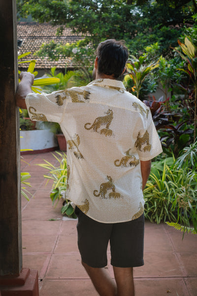Leopard Shirt - Tan Short Sleeve