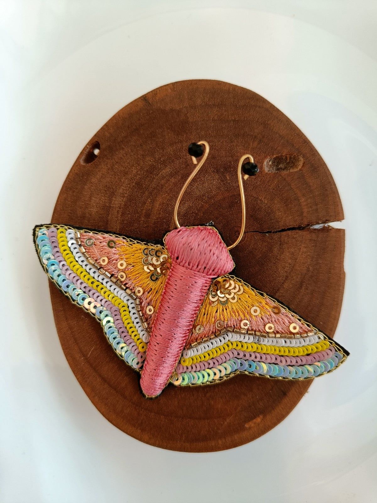 Handmade Butterfly Sequin Brooch - Pastel