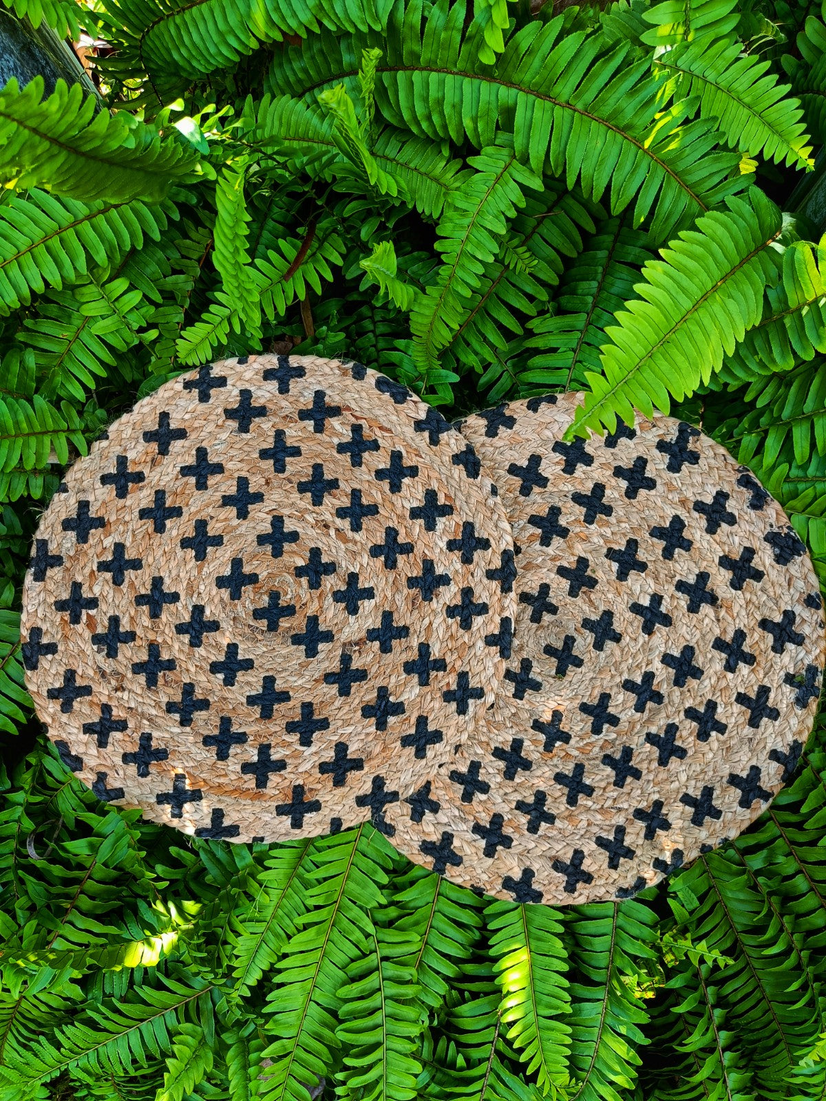 Jute Black Cross Placemat - Set of 2