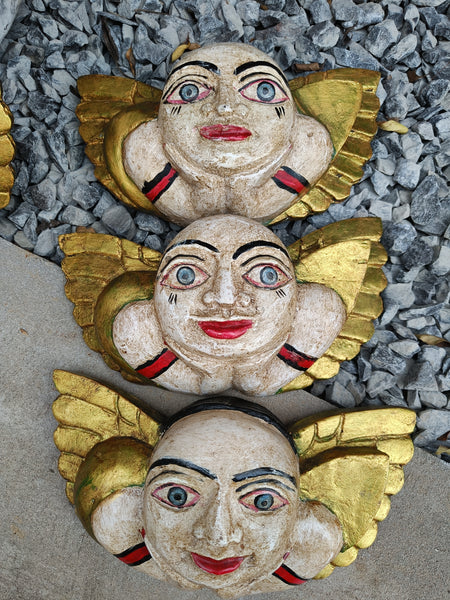 Rustic Wooden Carved Angel Face