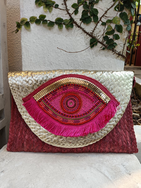 Pink Eye Jute Bag