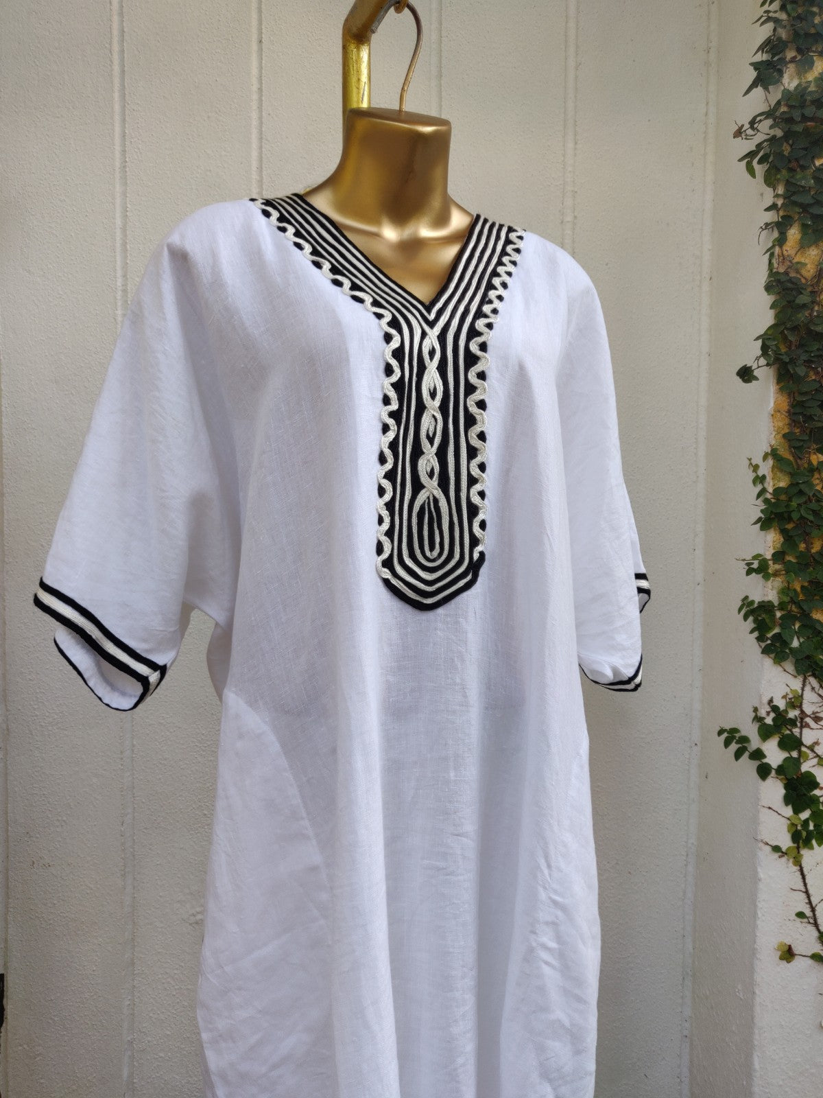 White Linen Tape Kaftan