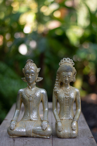 Bali Sitting Statues - Silver