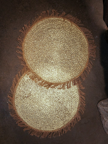 Jute Golden Fringe Placemat - Set of 2
