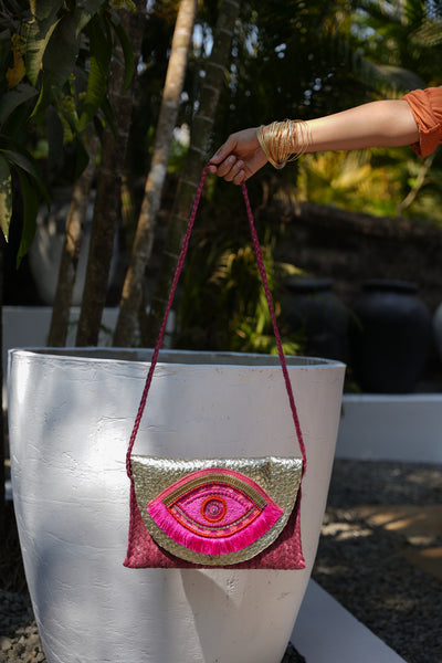 Pink Eye Jute Bag