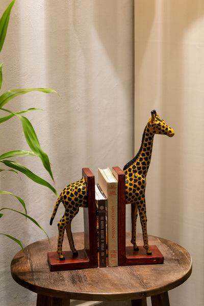 Leather Giraffe Bookend