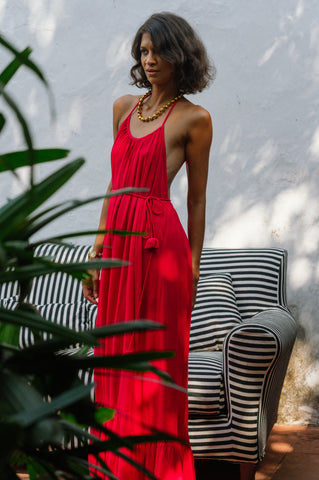Leaf Dress - Fuschia