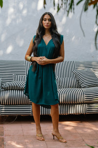 Syros Dress Short- Dark Green
