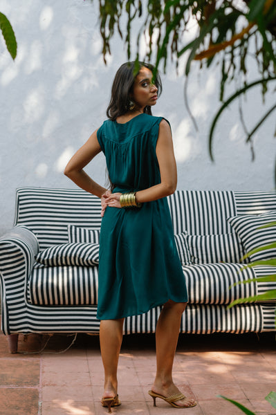 Syros Dress Short- Dark Green