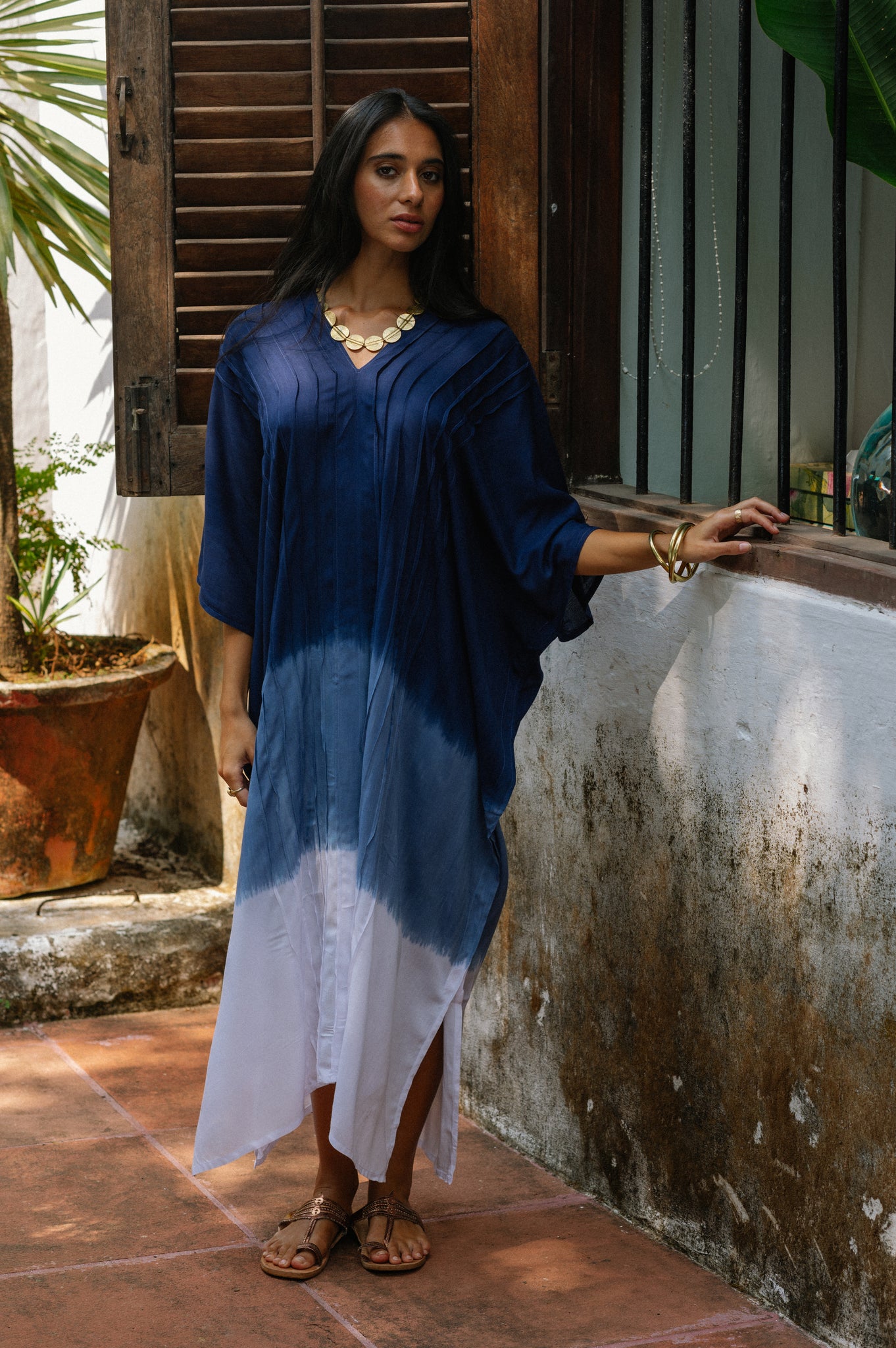 Meridien Kaftan Long - Navy