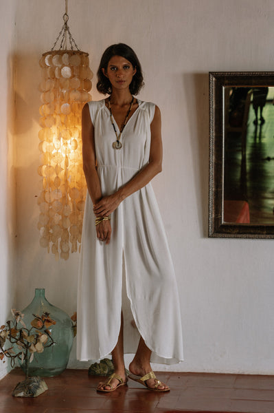 Syros Dress Long - White