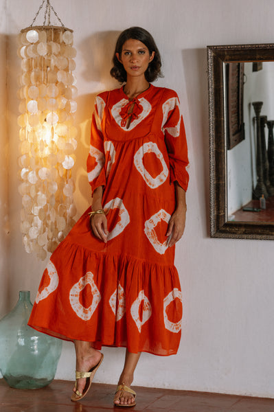 Malaga Dress Long - Rust