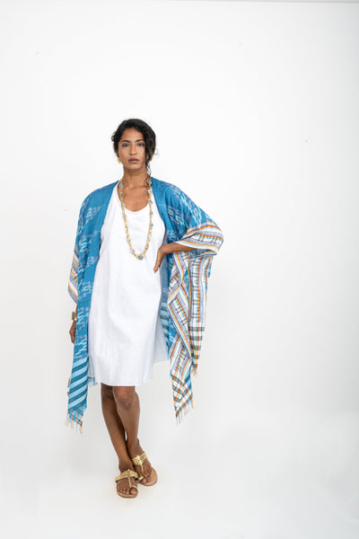 Blue IKAT Kimono