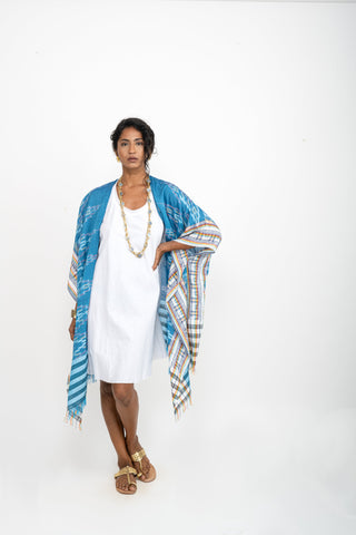 Blue IKAT Kimono