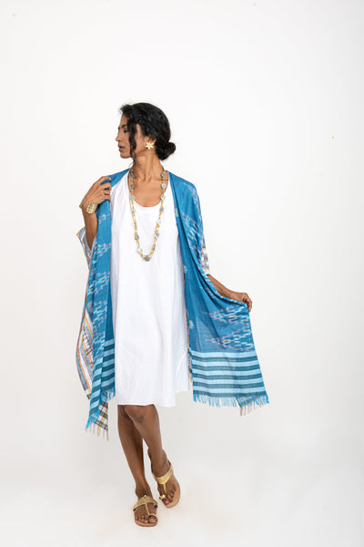 Blue IKAT Kimono