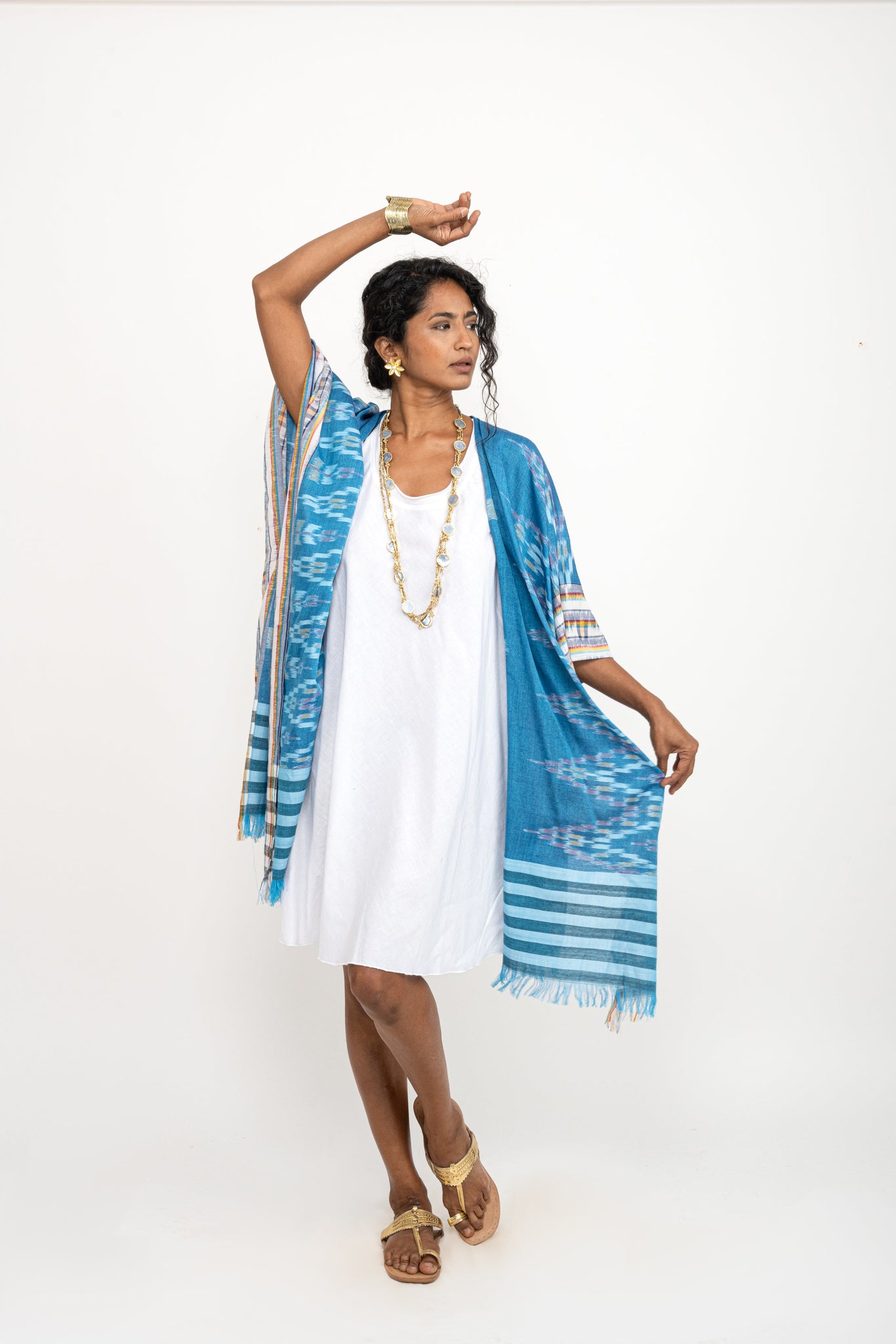Blue IKAT Kimono