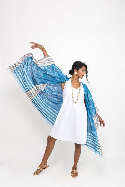 Blue IKAT Kimono